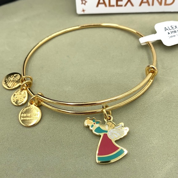 Alex and Ani Color Infusion Holiday Angel Charm Bangle Bracelet - Picture 2 of 11